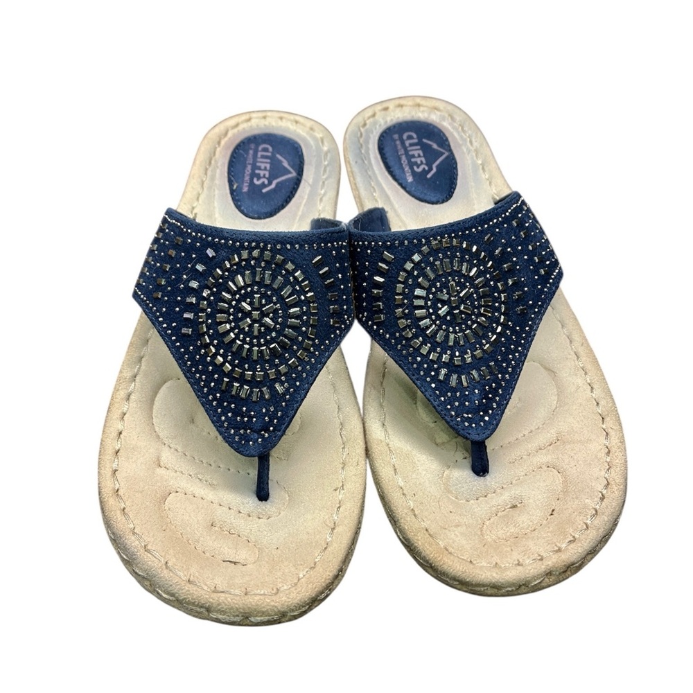 Cliffs by White Mountain Navy Thong Sandals Size 10